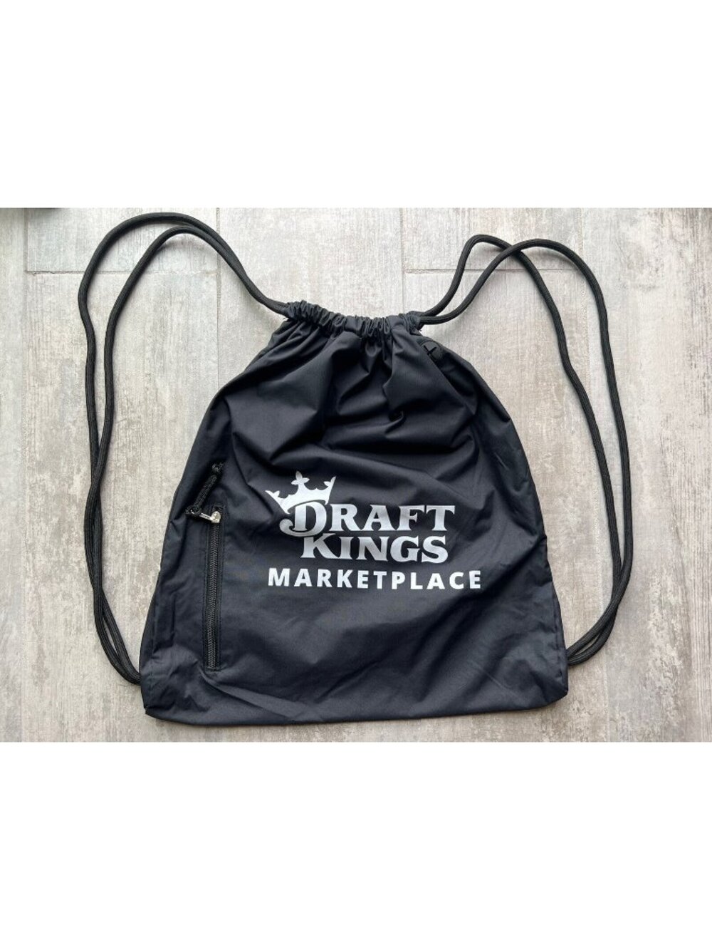 Draft Kings Marketplace Black Drawstring Backpack Gym Bag Travel Pouch NEW